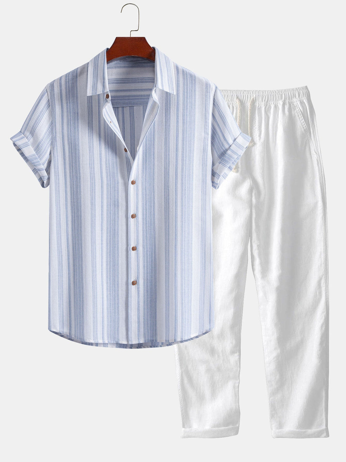 DIEGO | Completo Camicia a Righe e Pantalone di Lino