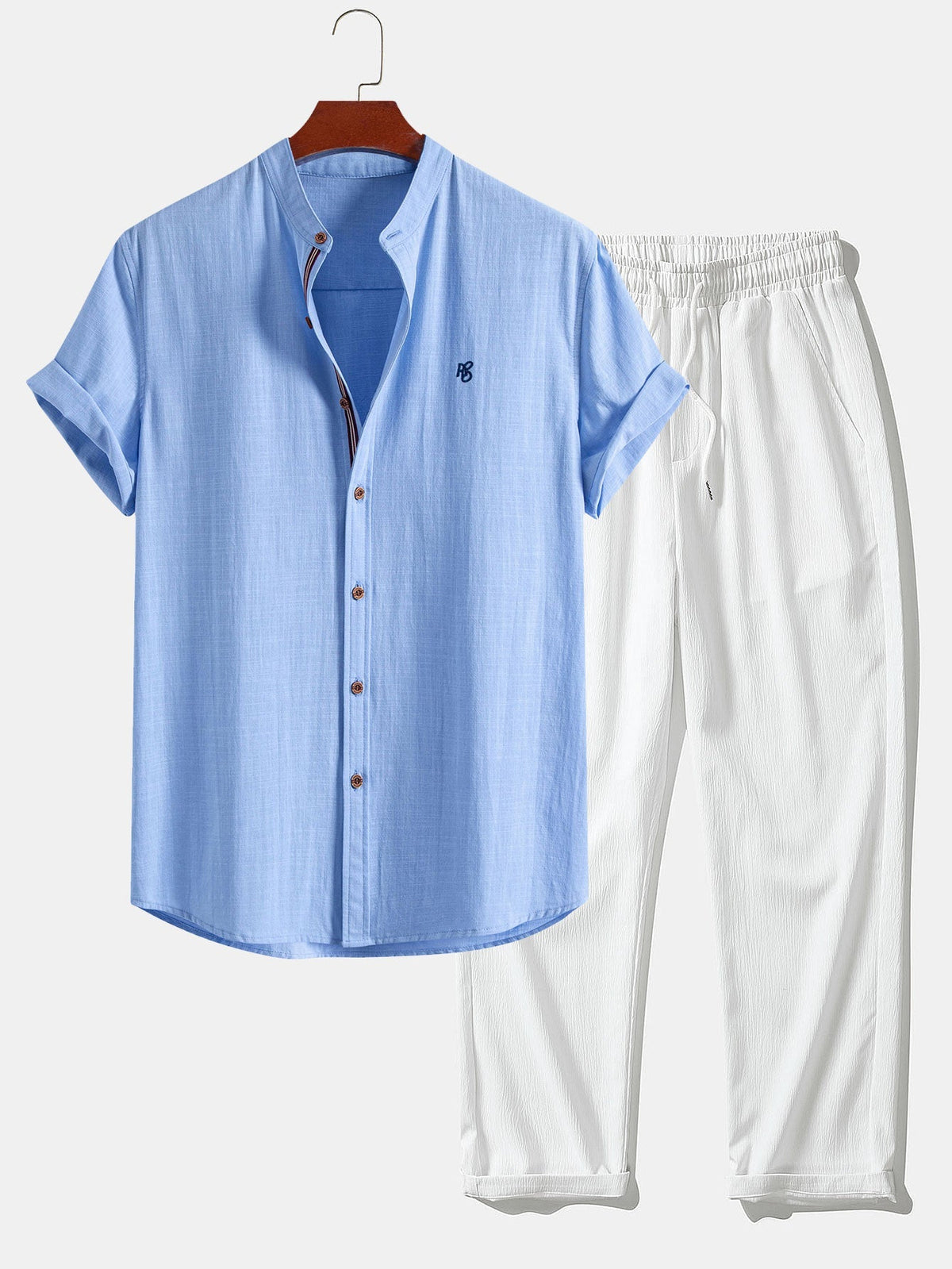 IVÁN | Completo Camicia Collo Coreano e Pantalone Testurizzato