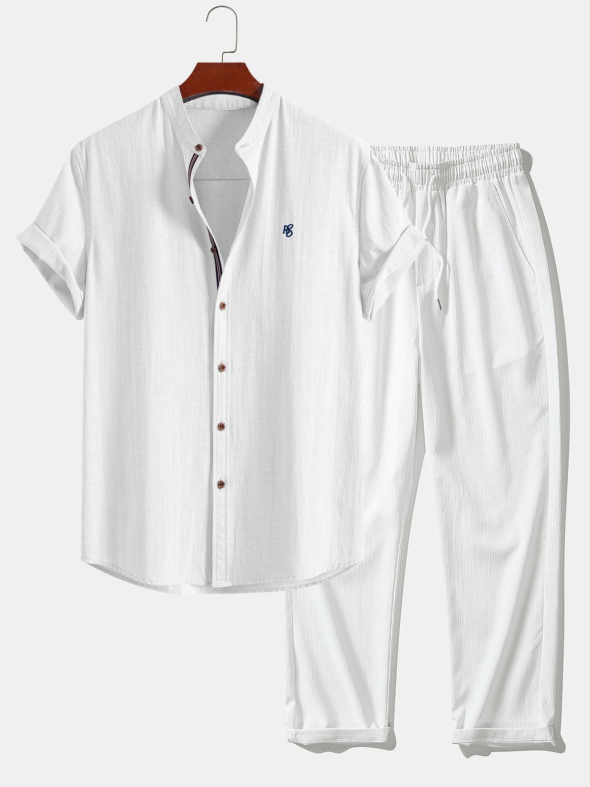 IVÁN | Completo Camicia Collo Coreano e Pantalone Testurizzato