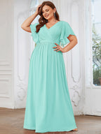 LEORA™ | Abito da Damigella in Chiffon con Scollo a V