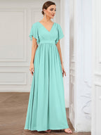 LEORA™ | Abito da Damigella in Chiffon con Scollo a V