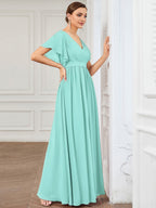 LEORA™ | Abito da Damigella in Chiffon con Scollo a V