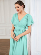 LEORA™ | Abito da Damigella in Chiffon con Scollo a V