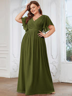 LEORA™ | Abito da Damigella in Chiffon con Scollo a V