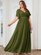 LEORA™ | Abito da Damigella in Chiffon con Scollo a V