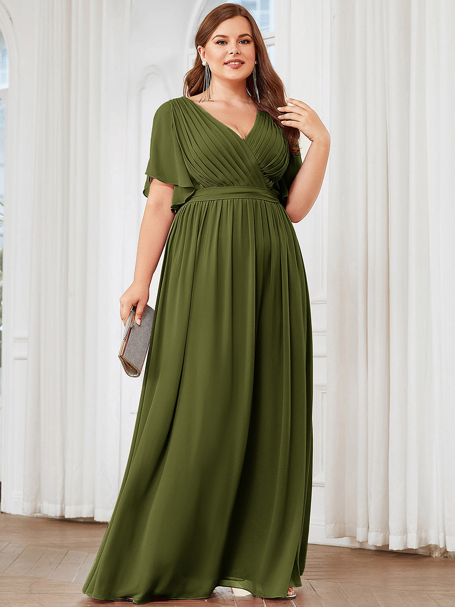 LEORA™ | Vestido de Dama de Honor de Gasa con Escote en V