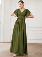 LEORA™ | Abito da Damigella in Chiffon con Scollo a V