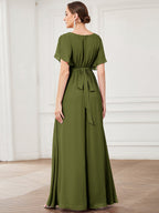 LEORA™ | Abito da Damigella in Chiffon con Scollo a V