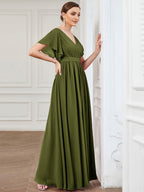 LEORA™ | Abito da Damigella in Chiffon con Scollo a V