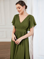 LEORA™ | Abito da Damigella in Chiffon con Scollo a V