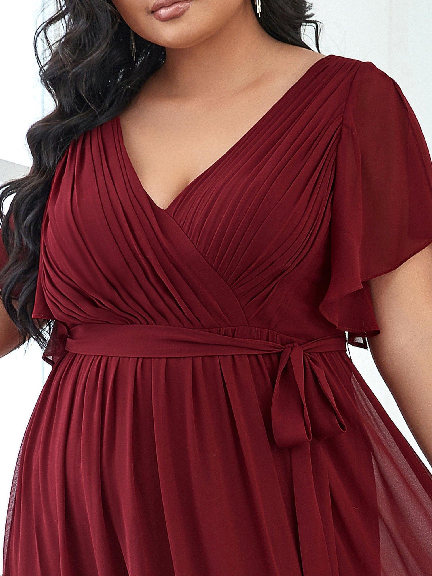 LEORA™ | Vestido de Dama de Honor de Gasa con Escote en V