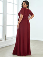 LEORA™ | Abito da Damigella in Chiffon con Scollo a V