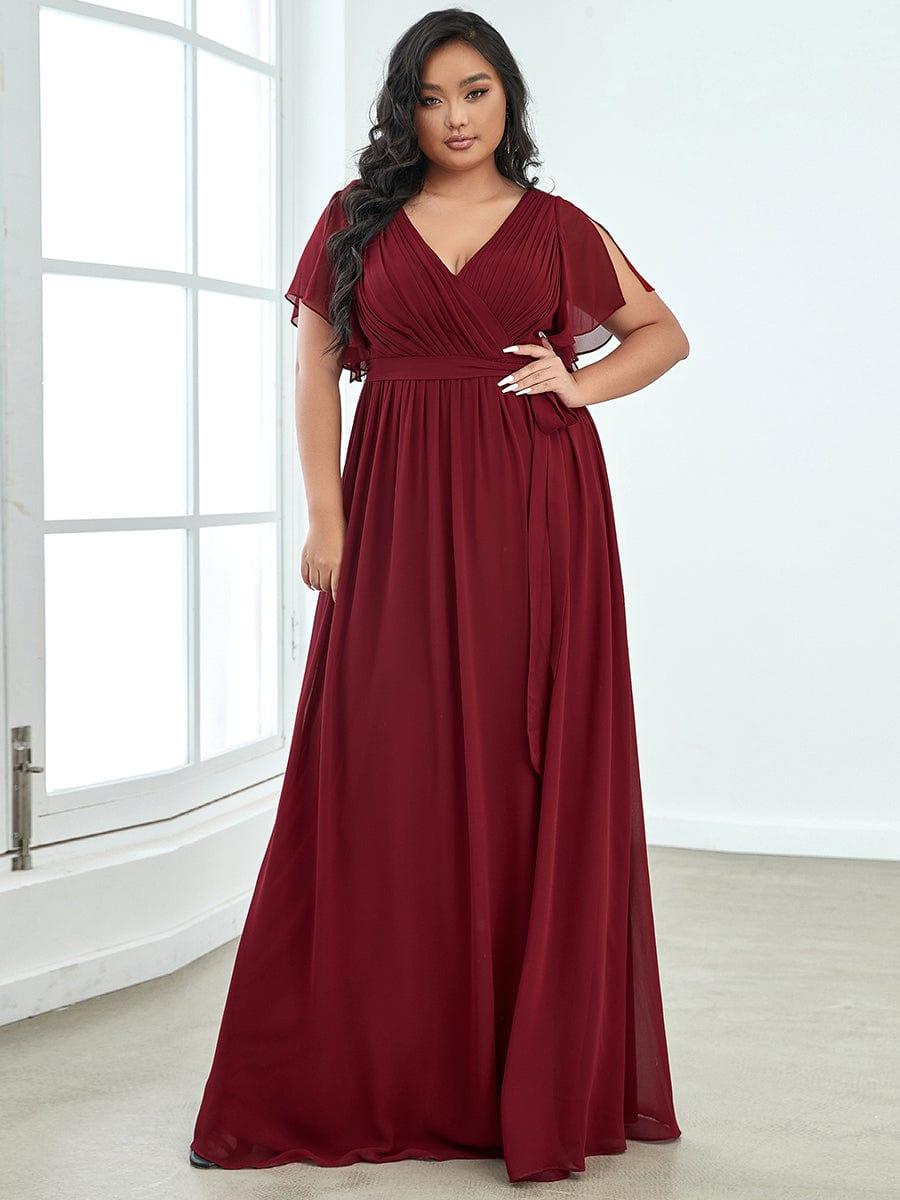 LEORA™ | Vestido de Dama de Honor de Gasa con Escote en V