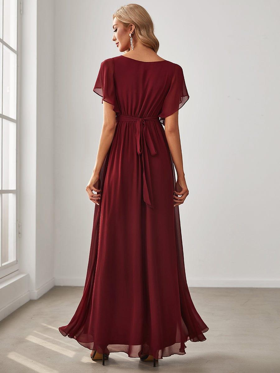 LEORA™ | Vestido de Dama de Honor de Gasa con Escote en V