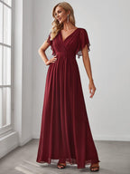 LEORA™ | Abito da Damigella in Chiffon con Scollo a V