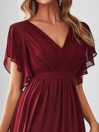 LEORA™ | Abito da Damigella in Chiffon con Scollo a V