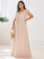 LEORA™ | Abito da Damigella in Chiffon con Scollo a V