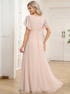 LEORA™ | Abito da Damigella in Chiffon con Scollo a V