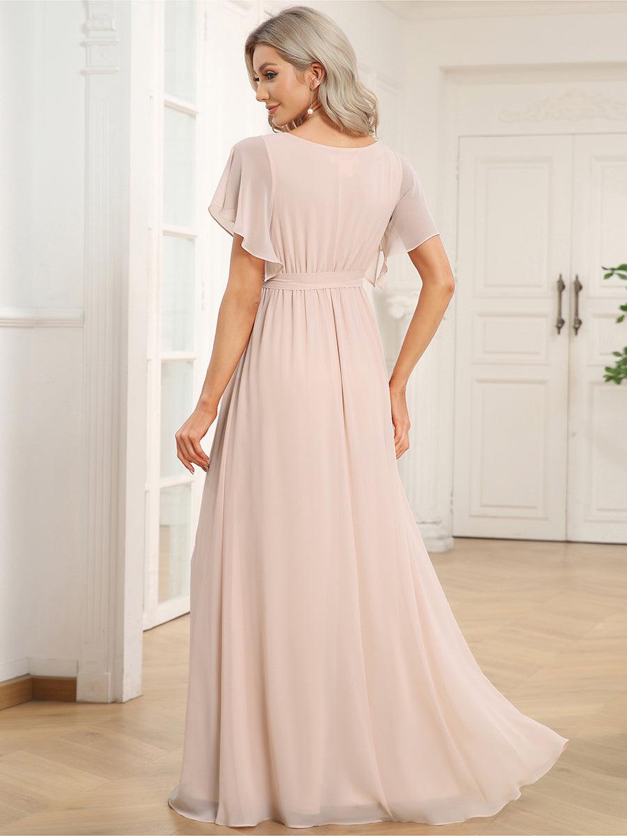 LEORA™ | Vestido de Dama de Honor de Gasa con Escote en V