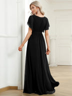 LEORA™ | Abito da Damigella in Chiffon con Scollo a V