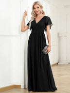 LEORA™ | Abito da Damigella in Chiffon con Scollo a V
