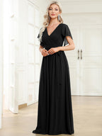 LEORA™ | Abito da Damigella in Chiffon con Scollo a V