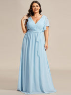 LEORA™ | Abito da Damigella in Chiffon con Scollo a V