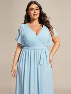 LEORA™ | Abito da Damigella in Chiffon con Scollo a V