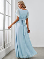 LEORA™ | Abito da Damigella in Chiffon con Scollo a V