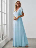 LEORA™ | Abito da Damigella in Chiffon con Scollo a V