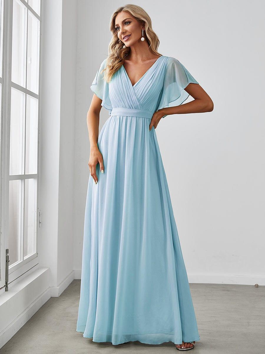 LEORA™ | Vestido de Dama de Honor de Gasa con Escote en V