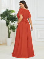 LEORA™ | Abito da Damigella in Chiffon con Scollo a V