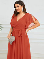LEORA™ | Abito da Damigella in Chiffon con Scollo a V