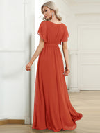 LEORA™ | Abito da Damigella in Chiffon con Scollo a V