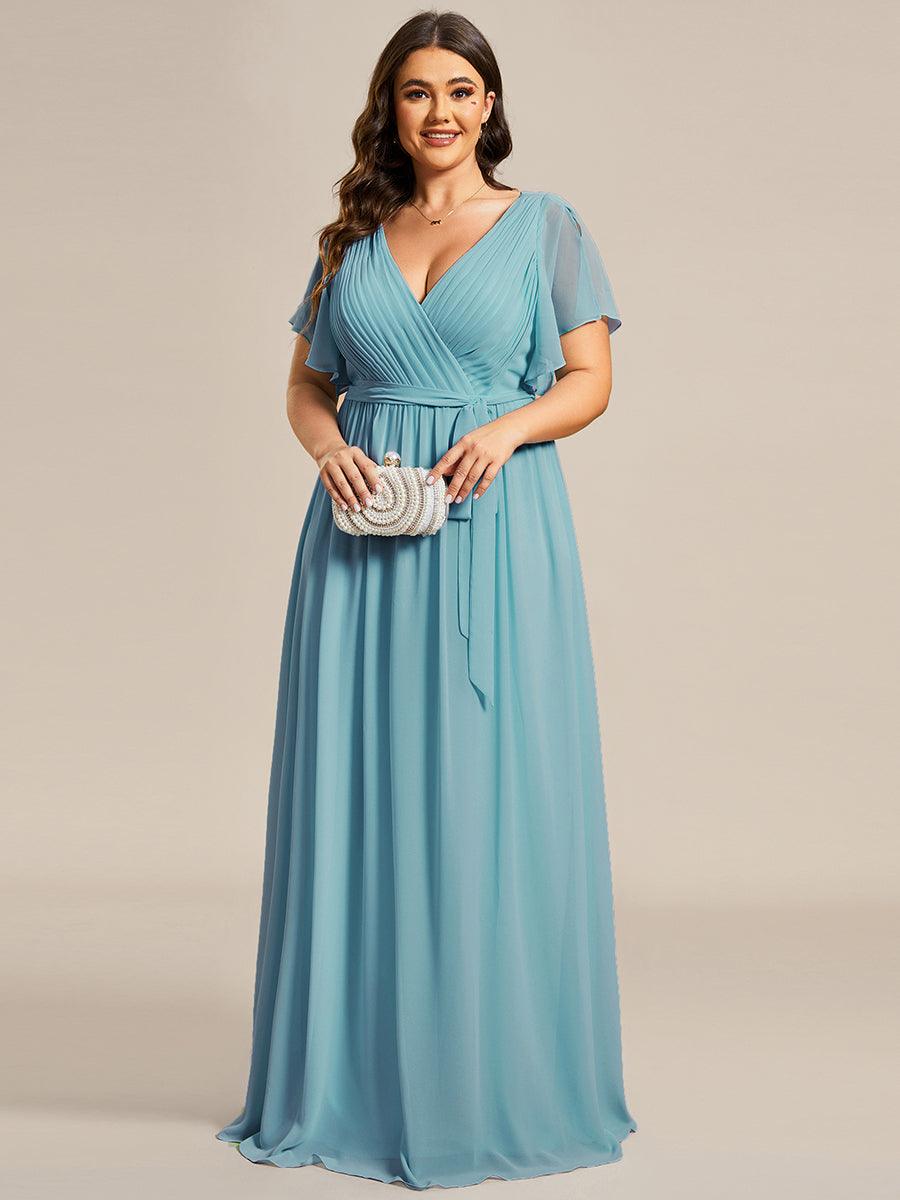 LEORA™ | Vestido de Dama de Honor de Gasa con Escote en V