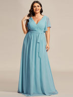 LEORA™ | Abito da Damigella in Chiffon con Scollo a V