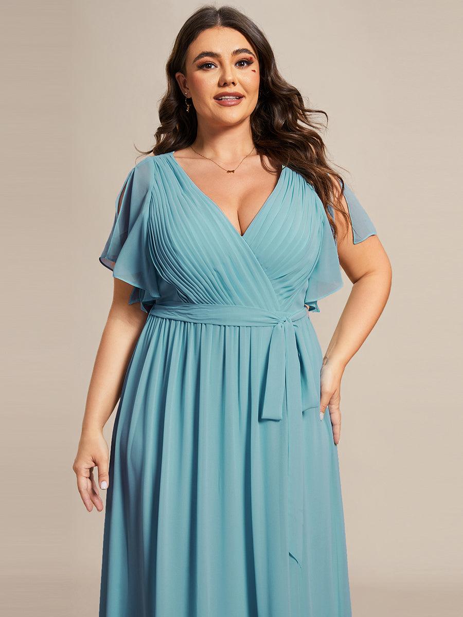LEORA™ | Vestido de Dama de Honor de Gasa con Escote en V
