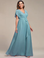 LEORA™ | Abito da Damigella in Chiffon con Scollo a V