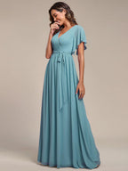 LEORA™ | Abito da Damigella in Chiffon con Scollo a V