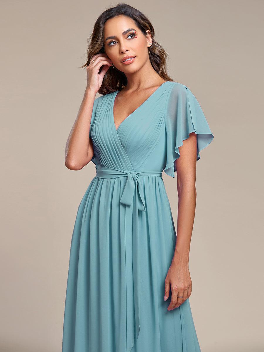 LEORA™ | Vestido de Dama de Honor de Gasa con Escote en V