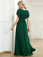 LEORA™ | Abito da Damigella in Chiffon con Scollo a V
