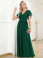 LEORA™ | Abito da Damigella in Chiffon con Scollo a V