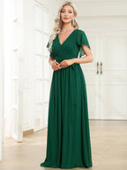 LEORA™ | Abito da Damigella in Chiffon con Scollo a V
