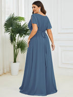 LEORA™ | Abito da Damigella in Chiffon con Scollo a V