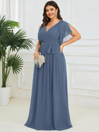 LEORA™ | Abito da Damigella in Chiffon con Scollo a V