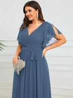 LEORA™ | Abito da Damigella in Chiffon con Scollo a V