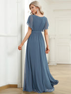 LEORA™ | Abito da Damigella in Chiffon con Scollo a V