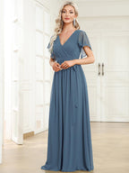 LEORA™ | Abito da Damigella in Chiffon con Scollo a V