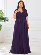 LEORA™ | Abito da Damigella in Chiffon con Scollo a V