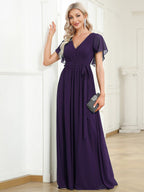 LEORA™ | Abito da Damigella in Chiffon con Scollo a V